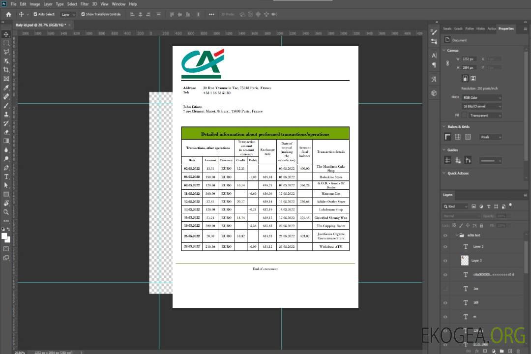 Relevé bancaire France Crédit Agricole template Relevé bancaire France Crédit Agricole template